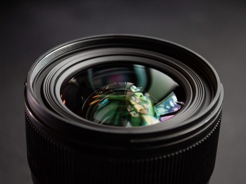 The closeup shot of a black camera lens